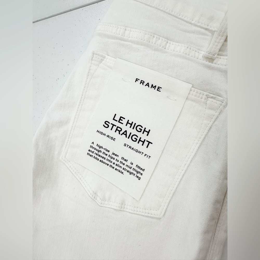 FRAME Le High Straight Blanc White Jeans Cropped Clean Minimal Resort Coastal 27 - Picture 6 of 16